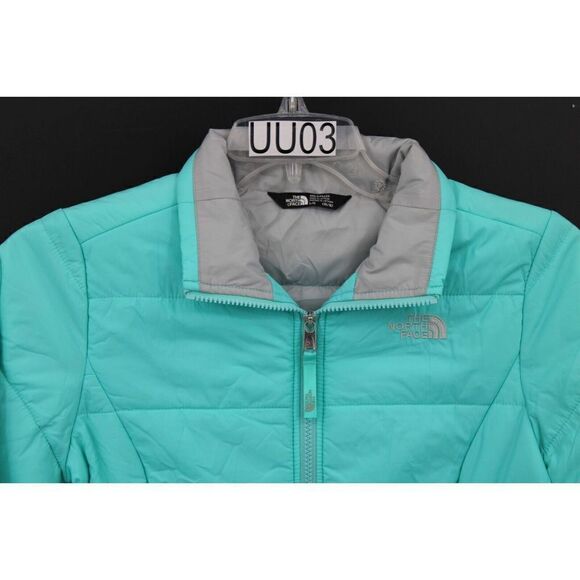 THE NORTH FACE LG GIRLS 14/16 TEAL/GRAY PUFFER LIGHT WEIGHT COAT - Picture 2 of 11